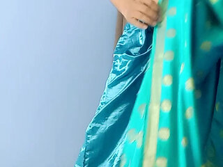 Remove my stepmom saree and satin petticoat