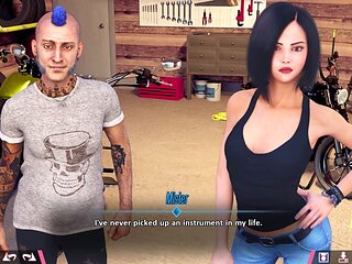 Busty babe gets into some visual novel action