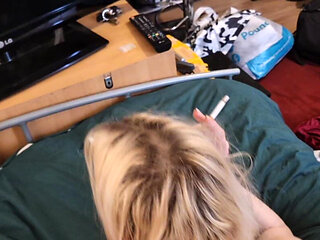 Cute Blonde Smoking Fucked From Behind. Amateur Porn