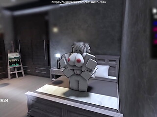 '_Quietly'_ Fucking a fan on the bed~