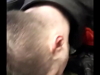 Leather Biker blowjob Military Man