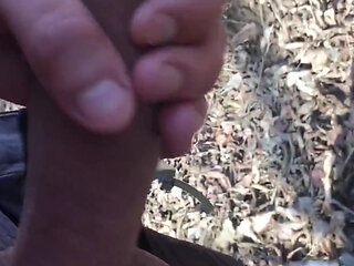 Uncut Thick Cock Cumshot with Just Slightly Pulling Back and Forth Foreskin Outside