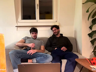 My straight friend wanking my cock for the first time