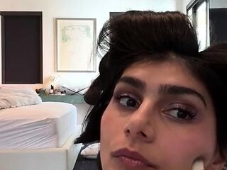 Topless Mia Khalifa Preps for Night Out, Shaking Her