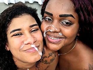 Suruba com as duas amigas Jady Martins e Gabyy Peclat dando cu e buceta na pele ate ganhar leite de geral