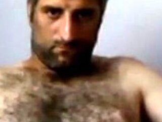 Big-Cock Turkish Bear Masturbates on Webcam