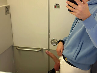 Jerking off and Cumming on Plane. Wish You Were Here to Take My Cum Into Your Mouth!