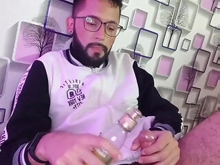 Massaging my cock with oil until I shoot a nice big load