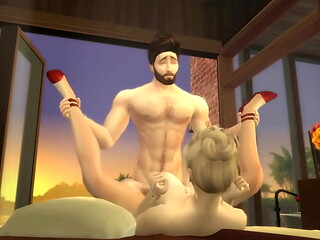 Hunky Sims 4 - Hot honeymoon with an extremely horny couple fucking all day around the place (cumshot included)