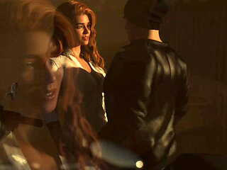 The Stepmother Is Holding a Handsome Neighbor Close and Kissing Him Deeply