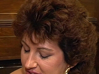 Mature Brunette Stuffed Deep on Piano - Tongue Out Ecstasy