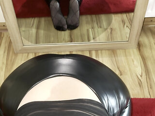 Naughty Student Girl Sucks the Professor and Begs Him to Cum on Her Leather Pants