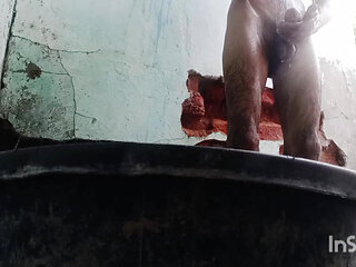 In the village, there was a bath in the open.