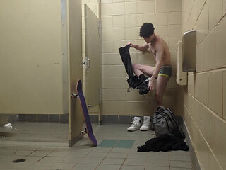 TikTok famous student almost caught busting huge load in school bathroom
