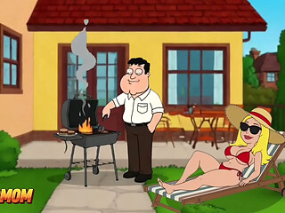 Black Plumber Fucks Married Housewife While Cuckold Husband Cooks BBQ. Cartoon RimJob