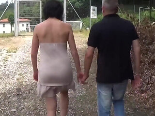 Italian couple fucking in a football field