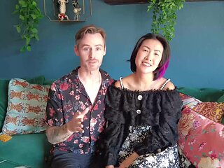 Dan and Sushi putting on a show in front of the camera