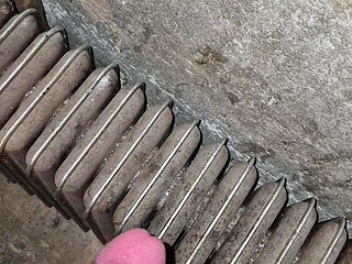 Bulgarian thick meaty cock cums on dirty stove in basement