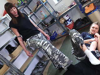 Military Girls Enjoy Humiliating Their Sock Slave