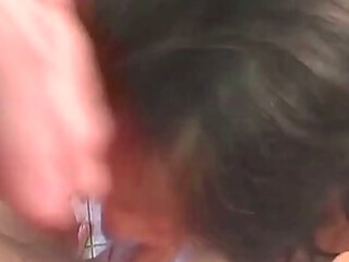 An attractive Asian girl rubs her tight pussy while a guy anal drills her ass