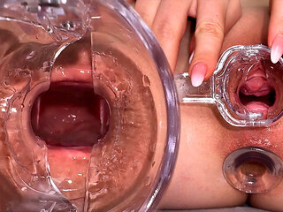 Look inside my tight asshole. Anal speculum. Opened holes orgasm