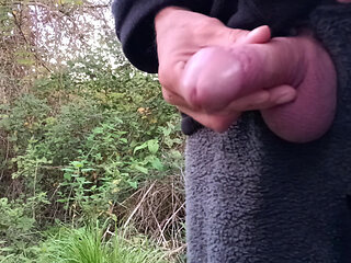 Moaning Squirting Cumshot Wanking in the Woods Wearing Onesie