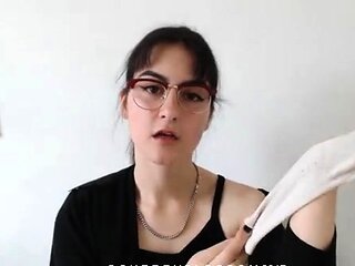 Brunette solo darling masturbating at home