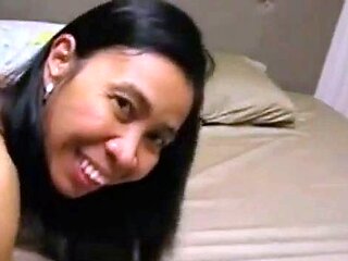 Amateur Thai in Stockings Blows and Rides a White Bull