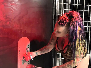 Danish Mistress Gloryhole Handjob & BDSM Punishment for Slave - Mature MILF in Latex