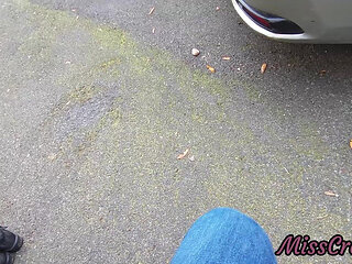 Dick Flash - I Pull Out My Cock in Front of a Hot Girl Between Cars on the Street and She Helps Me Cum - Real Very Risky