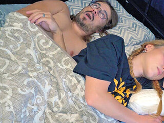 Stepdad Sneaky Anal Creampie Under Blankets - Teen Stepdaughter Moans Loud