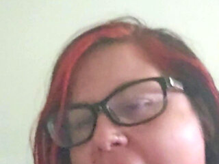 Sucking on a Big Purple Dildo