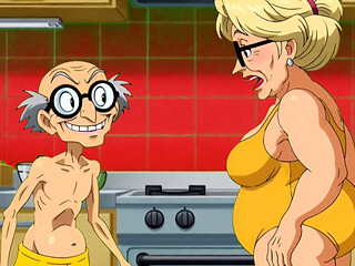 Hentai Granny Gets Double Hot Love for Breakfast