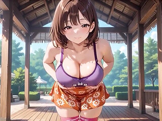 Big Tits Hentai Beauty Bounces Passionately on Tropical Porch - Dripping Wet!