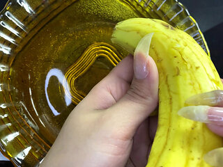 Long Natural Nails and Banana