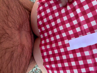 Sexy Gingham Girl Gets Pounded and Gets a Creampie Outdoors on the Farm Part 2