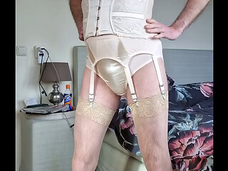 Crossdresser wearing vintage girdle