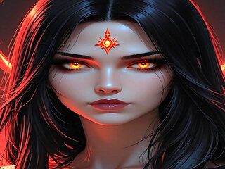 Shadow Assassin Warrior Woman with Jet Black Hair and Amber Eyes Dark Fantasy Portrait Ai Art Slideshow