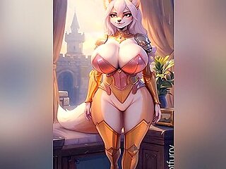 Hot Furry Girls Big Boobs In Castle (ai Models) With Car Toon