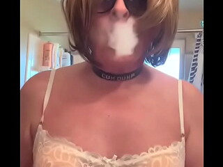 CD Nikki smoking in sexy white bra