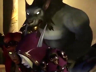 Two elves and two werewolves orgy gangbang