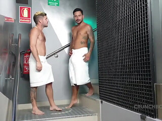 Bareback threesome  party in sauna with Pablo Seb and Santan