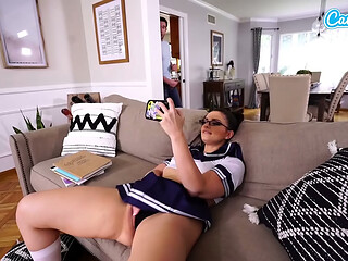 Caught Nerdy Stepdaugher Watching Porn and Fucked Her Big Ass