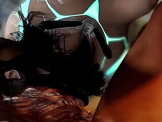 Robot Girl Standing Throat Fucking