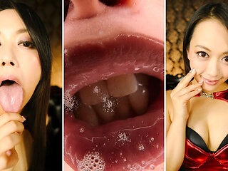 Kiwako Oikawa Licks and Talks Dirty in POV - Slow, Sticky Strokes of Spit Until Your Face Disappears.