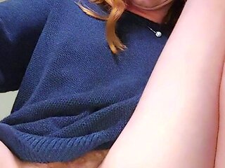 Redhead Nerdy Teen With hairy pussy Masturbating