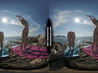 Poppy And Brille Doing Naked Yoga On The Beach Hot Girl...