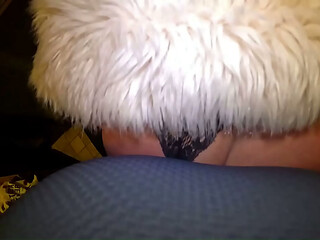 Risky White Fur Coat Blowjob and Doggy Indoors and Out