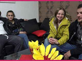 Amateur Czech Party: Nicole Love & Lady Bug Blowjob Cumshot Orgy