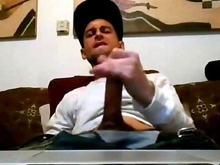 Ripped Stud Strokes His Big Cock to a Webcam Orgasm